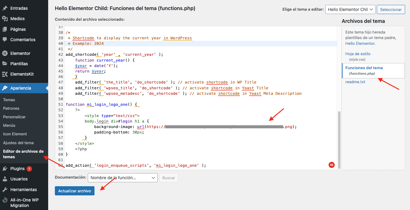 Cambiar logo en WordPress mediante código