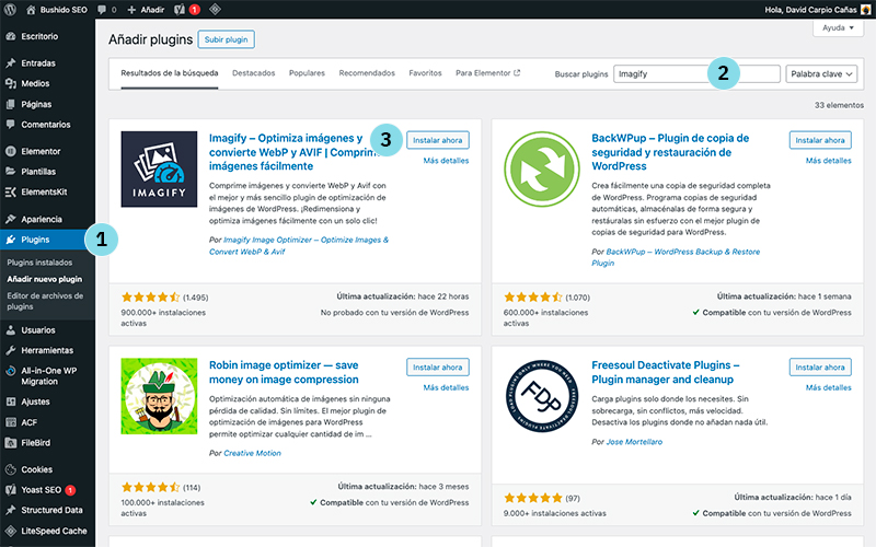 Instalar plugin en WordPress desde el escritorio