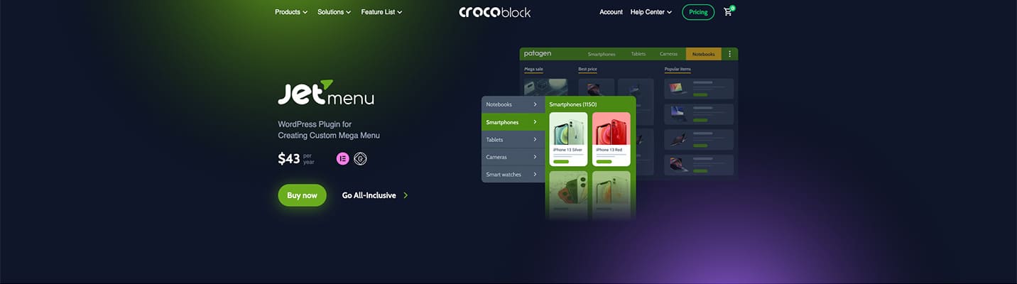 Crocoblock plugin para Elementor JetMenu