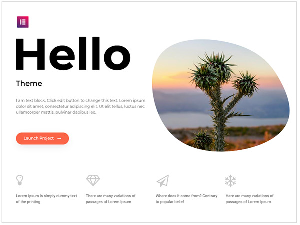 Hello una plantilla gratuita para Elementor