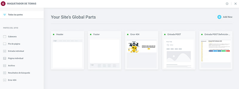 Theme Builder de Elementor